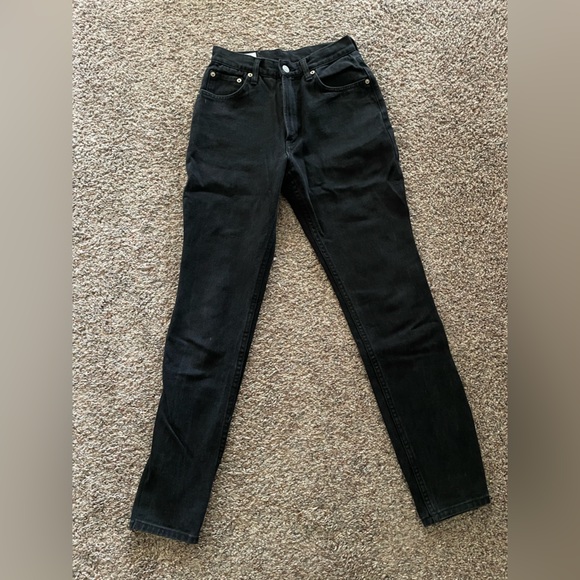 Edwin Denim - Something Nouveau Produced by Edwin Black Slim Jeans with Leather Patch